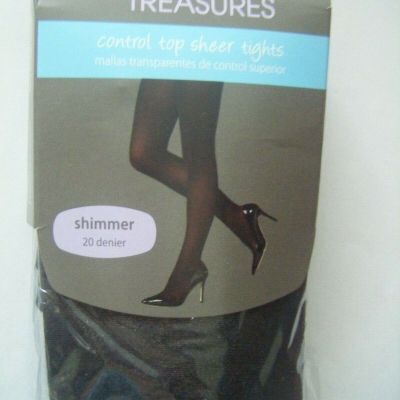 Secret Treasures Black Shimmer Tights Size 2 NWT Control Top 20 Denier